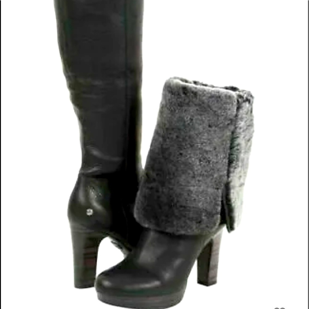 “Ugg” black Leather high knee boots